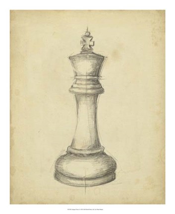 Framed Antique Chess I Print