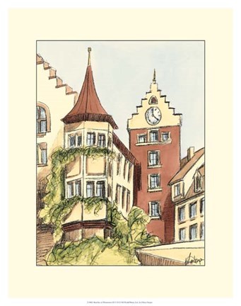 Framed Sketches of Downtown II Print