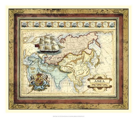 Framed Map of Asia Print