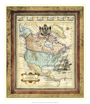 Framed Map of North America Print