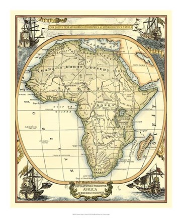 Framed Nautical Map of Africa Print