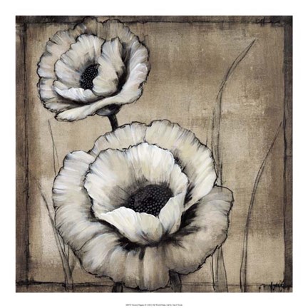 Framed Neutral Poppies II Print