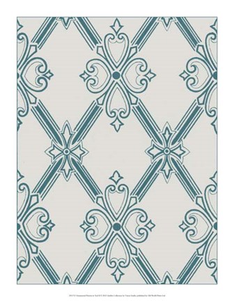 Framed Ornamental Pattern in Teal II Print