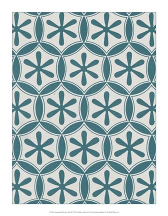 Framed Ornamental Pattern in Teal III Print