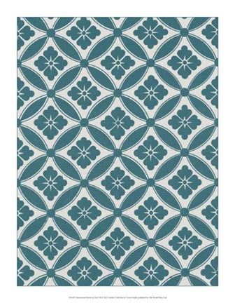 Framed Ornamental Pattern in Teal VII Print