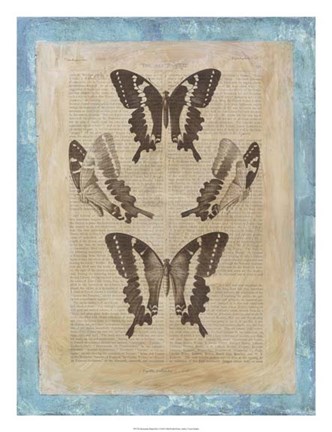 Framed Bookplate Butterflies I Print