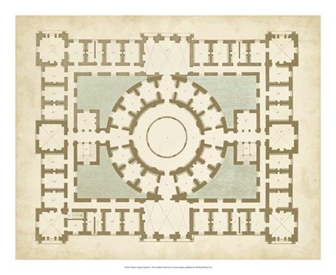 Framed Plan in Taupe &amp; Spa III Print