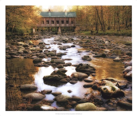 Framed Bridge Over Rocky Waters Print