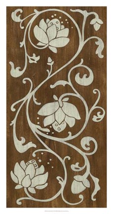 Framed Faux Bois Floral I Print