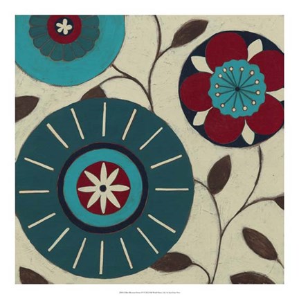 Framed Blue Blossom Fresco IV Print