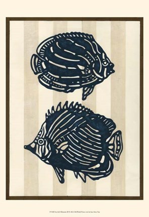 Framed Sea Life Silhouette III Print