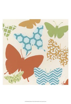 Framed Butterfly Patterns II Print