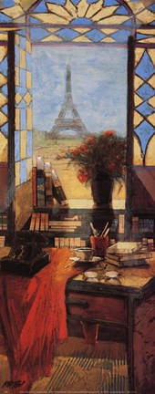 Framed Window to the Eiffel Tower Print