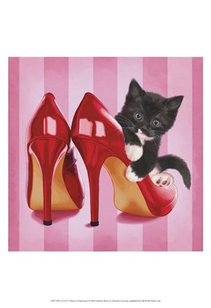 Framed Chaton et Chaussures Print
