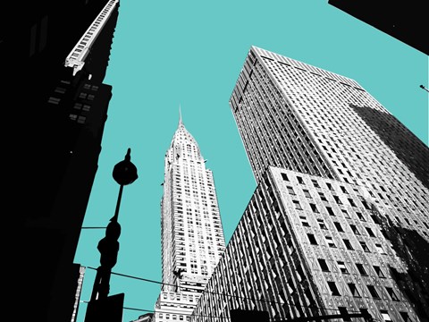 Framed New York on Blue Print