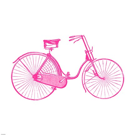 Framed Pink On White Bicycle Print