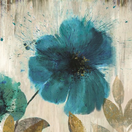 Framed Teal Splash I Print