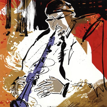 Framed Horn Player - mini Print