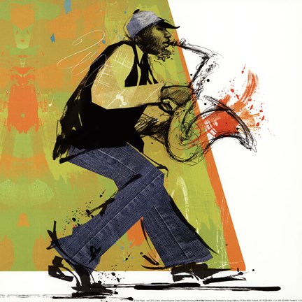Framed Sax Player - mini Print