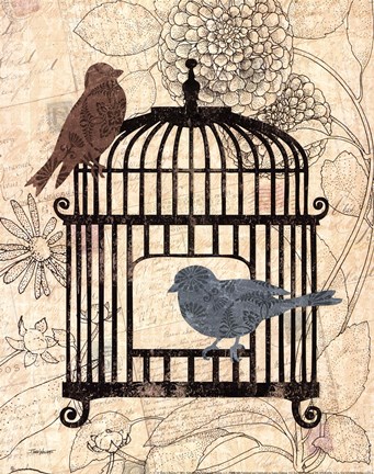 Framed Birds &amp; Blooms II Print