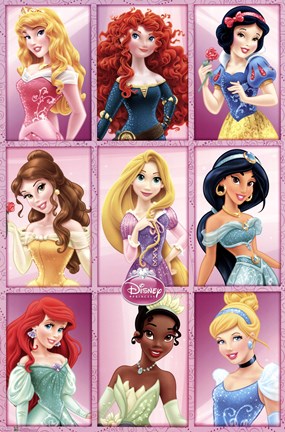 Framed Disney Princess - Grid Print