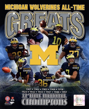 Framed University of Michigan Wolverines All Time Greats Composite Print