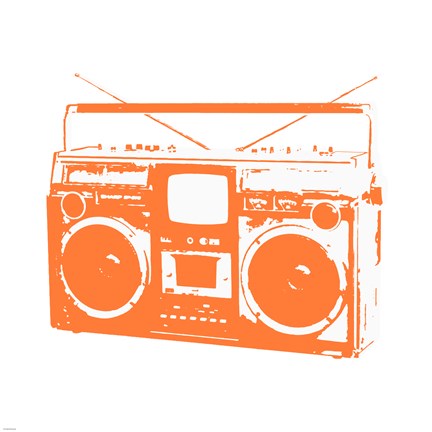 Framed Orange Boom Box Print