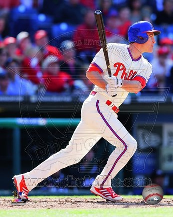 Framed Chase Utley in Action 2013 Print