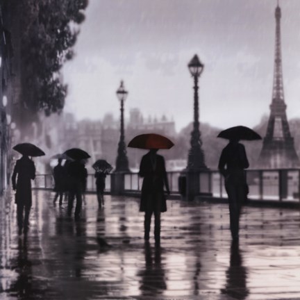 Framed Paris Red Umbrella Print