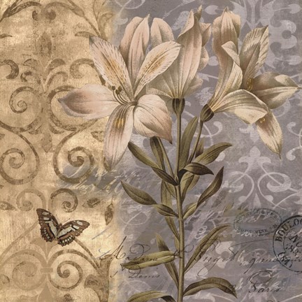 Framed Flowers Butterfly II Print