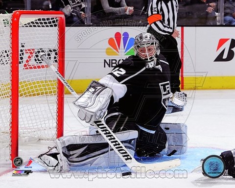 Framed Jonathan Quick 2012-13 Playoff Action Print