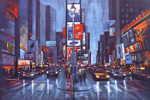 Framed Times Square Blue Print