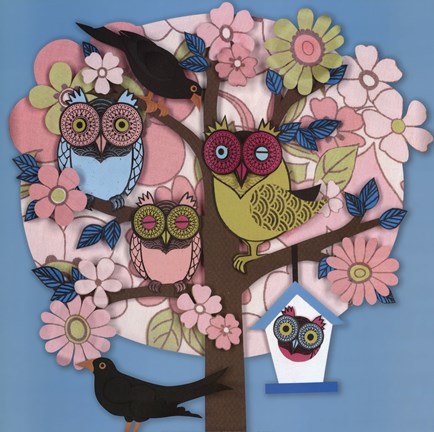 Framed Summer Owl Tree Print