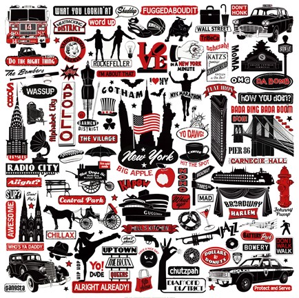 Framed New York In A Nutshell Print