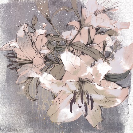 Framed Painted Lilies I Print