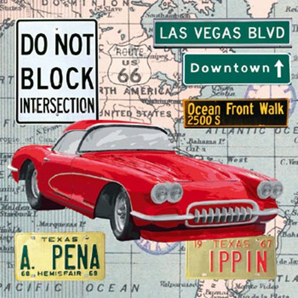 Framed Cruising USA I Print