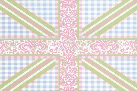 Framed Union Jack, Blue, Green and Pink Print