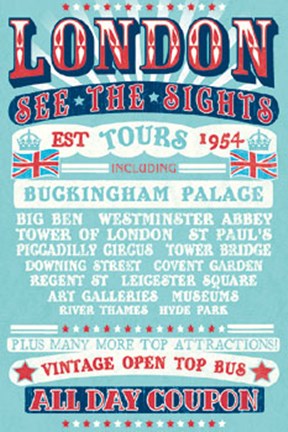 Framed London Tours &#39;54 Print