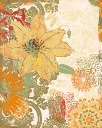 Framed Folk Flower I Print