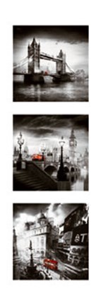 Framed London Bus Triptych I Print