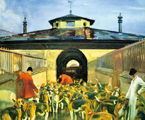 Framed Belvoir Hunt, Hunting Morning at the Kennels Print