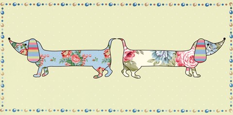 Framed Ditsy Dogs I Print