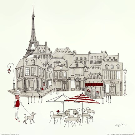 Framed World Cafe II - Paris Red Print