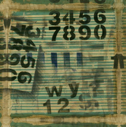 Framed Layered Teal Numbers Print