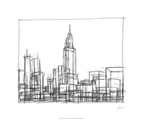 Framed Wire Frame Cityscape II Print