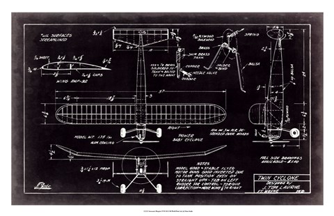 Framed Aeronautic Blueprint VII Print