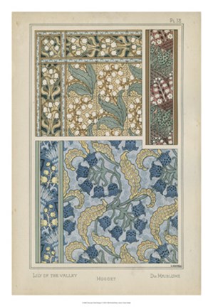 Framed Nouveau Floral Design V Print