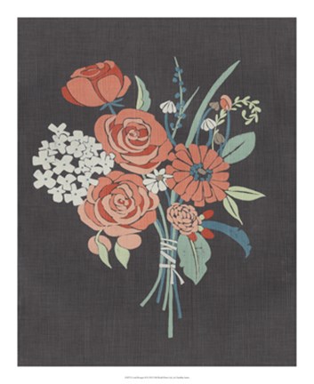 Framed Coral Bouquet II Print
