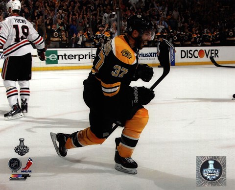 Framed Patrice Bergeron Goal Celebration Game 3 of the 2013 Stanley Cup Finals Print
