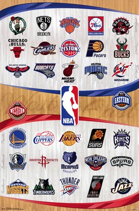 Framed NBA - Logos 13 Print